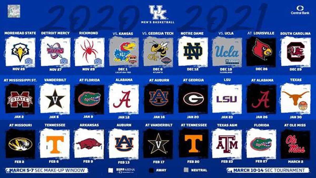 Kentucky releases 20202021 basketball schedule