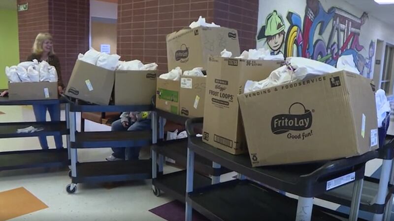 Food distributed to families at Mary C. Snow Elementary.