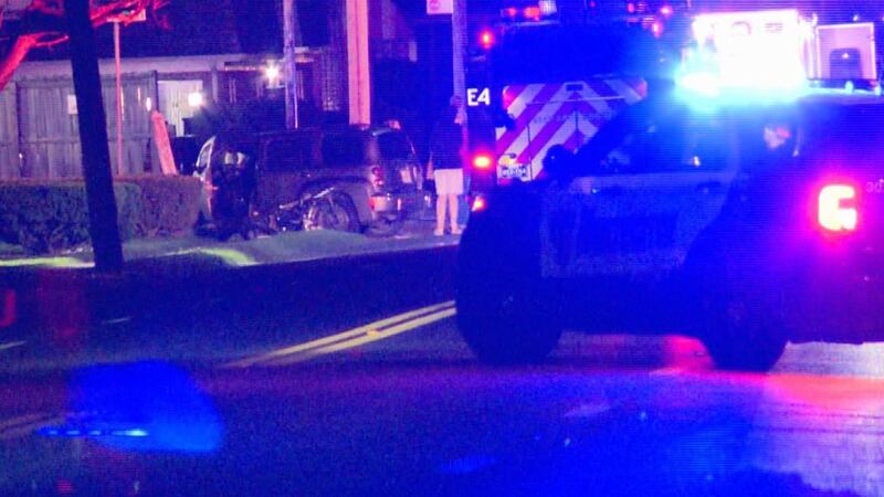 A man was injured Tuesday night after a collision between a car and a bike in West Huntington.