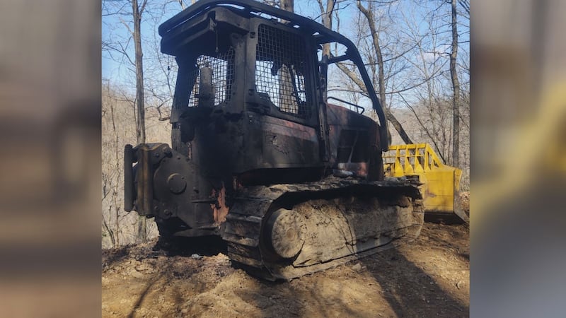 An arsonist destroyed an expensive piece of equipment that was parked on the Buffalo Mountain...